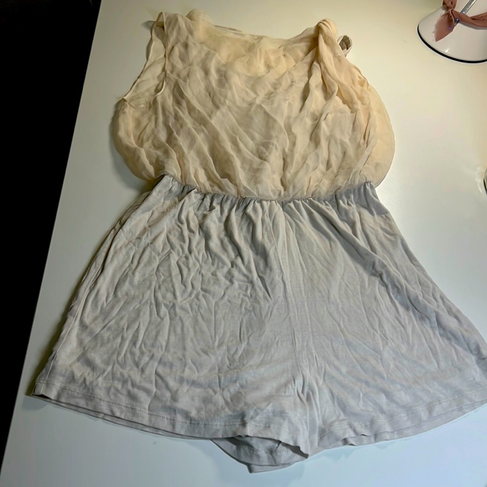 Alice and Olivia White/Ivory Romper With Silk Top